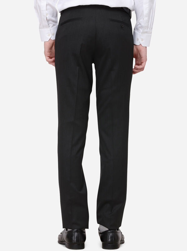 Grey Solid Slim Fit Formal Trouser | Metal