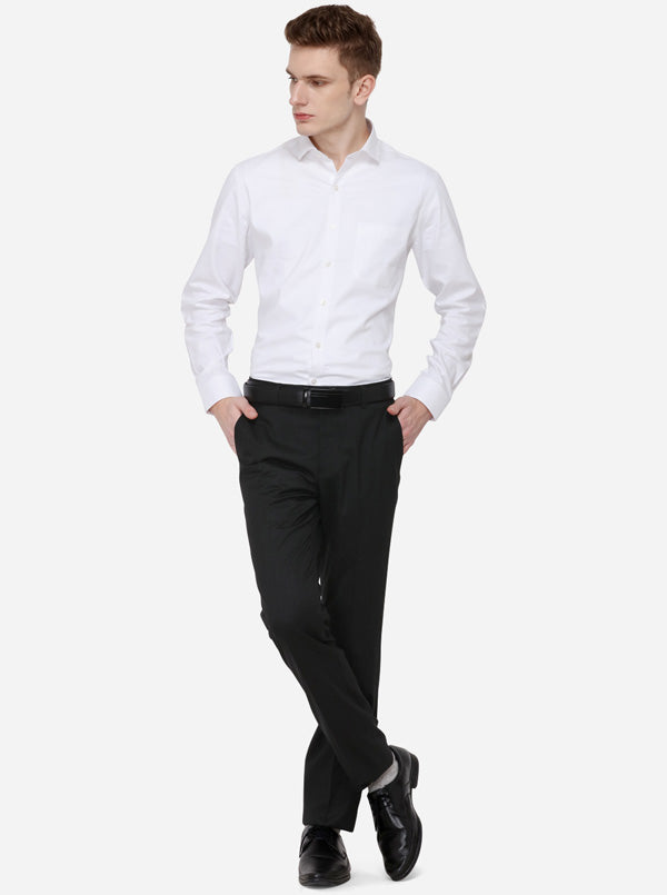 Grey Solid Slim Fit Formal Trouser | Metal
