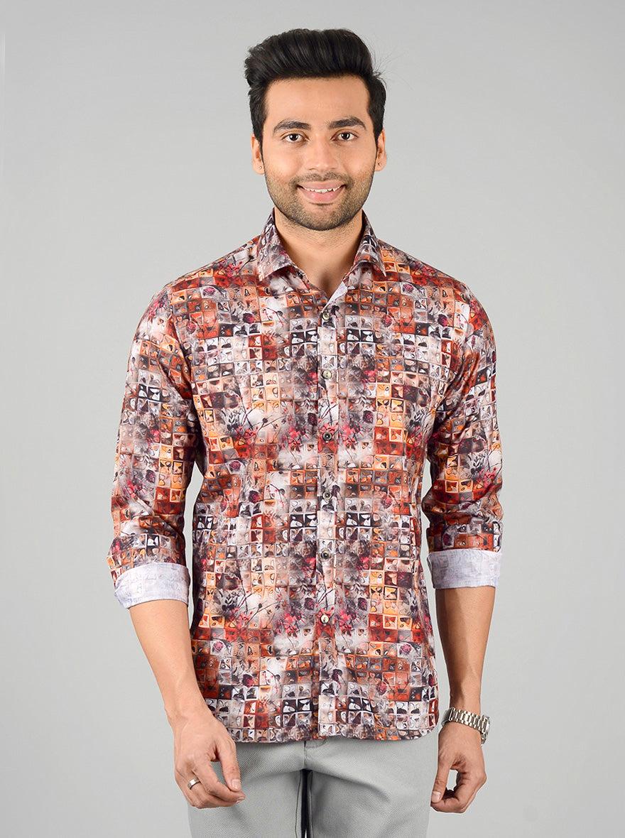 Multicolor Printed Slim Fit Party Wear Shirt | Wyre