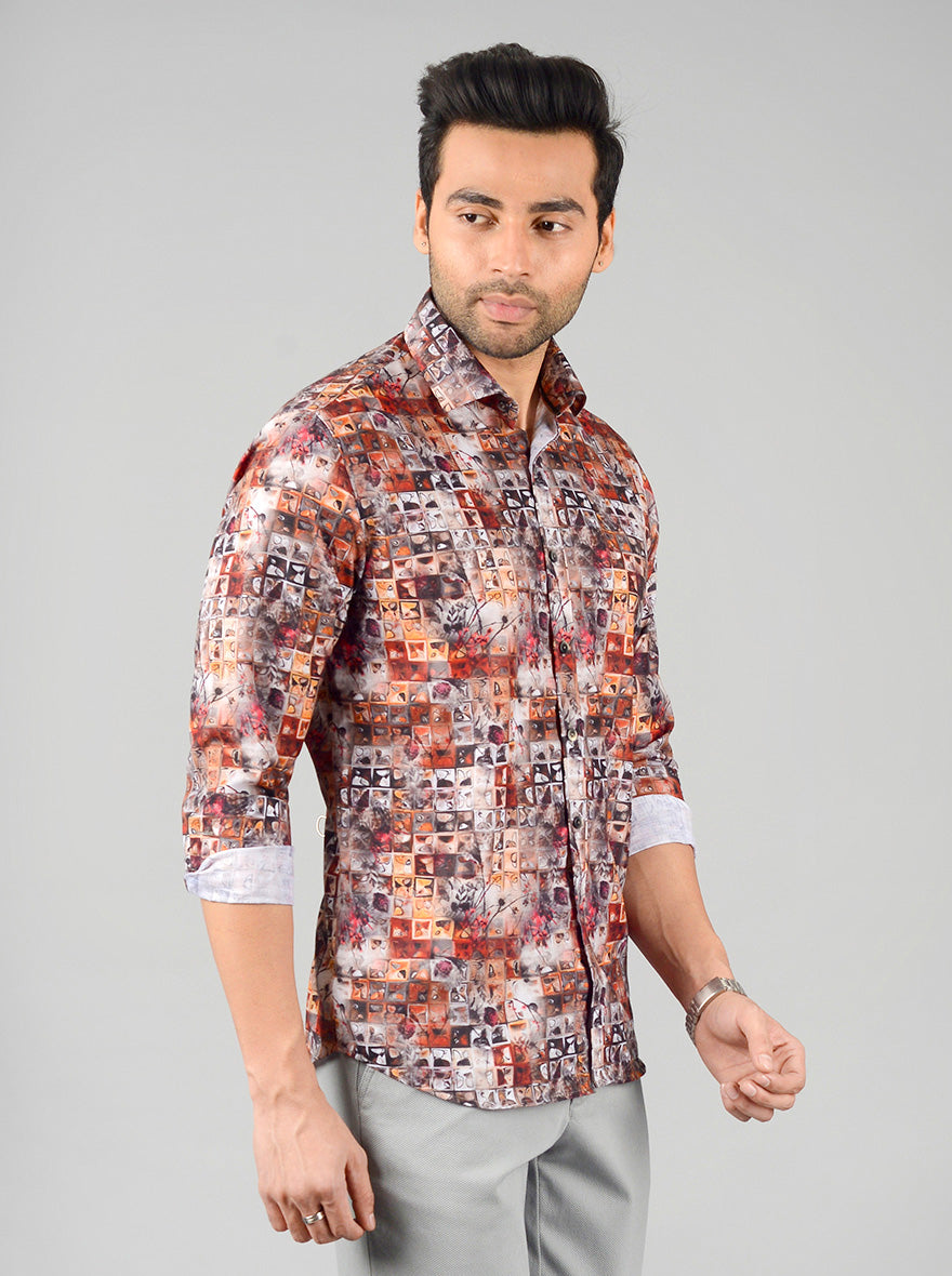 Multicolor Printed Slim Fit Party Wear Shirt | Wyre