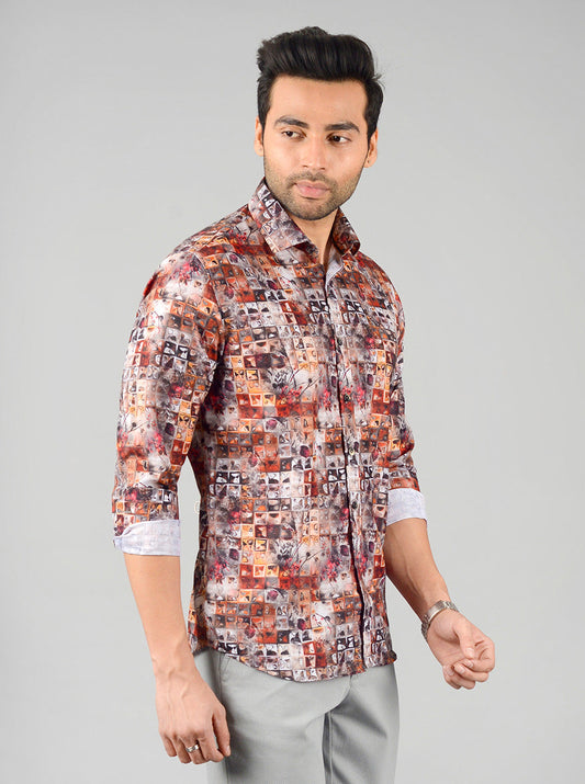 Multicolor Printed Slim Fit Party Wear Shirt | Wyre