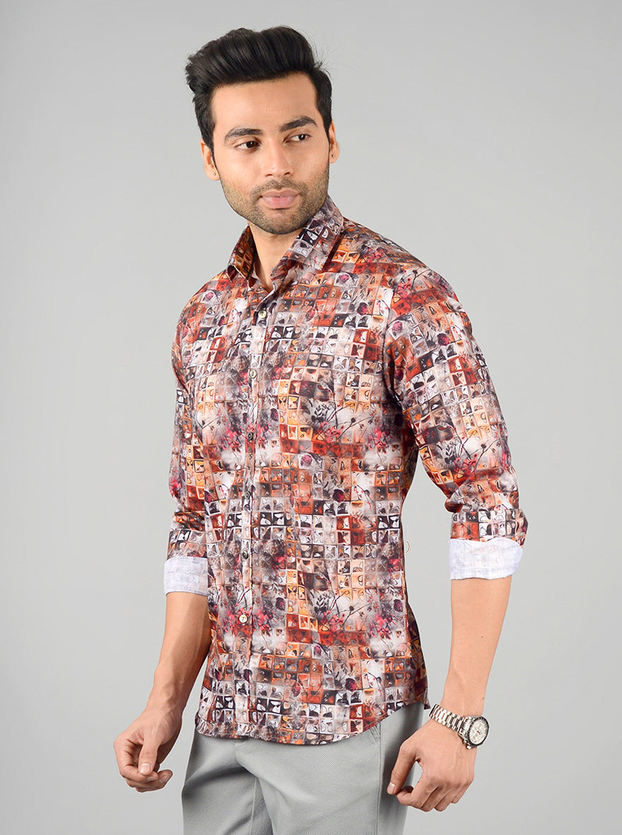 Multicolor Printed Slim Fit Party Wear Shirt | Wyre