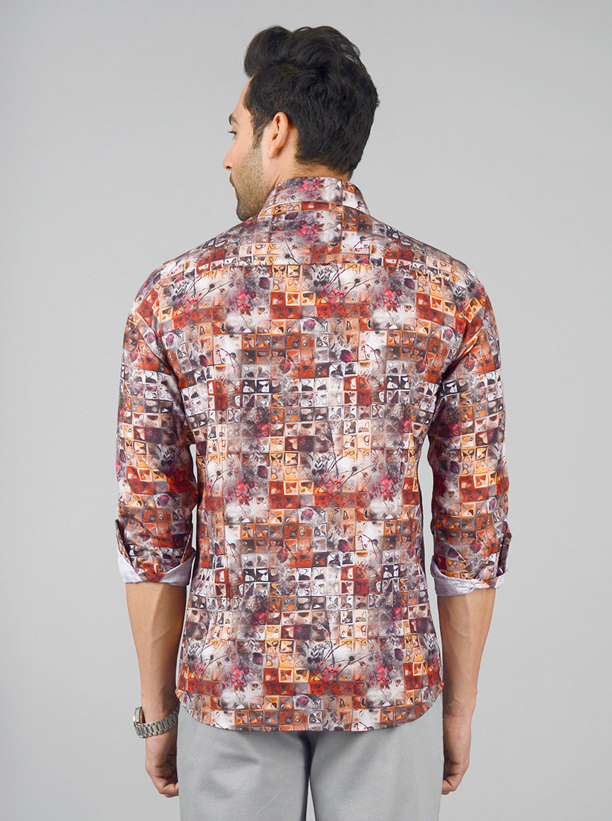 Multicolor Printed Slim Fit Party Wear Shirt | Wyre