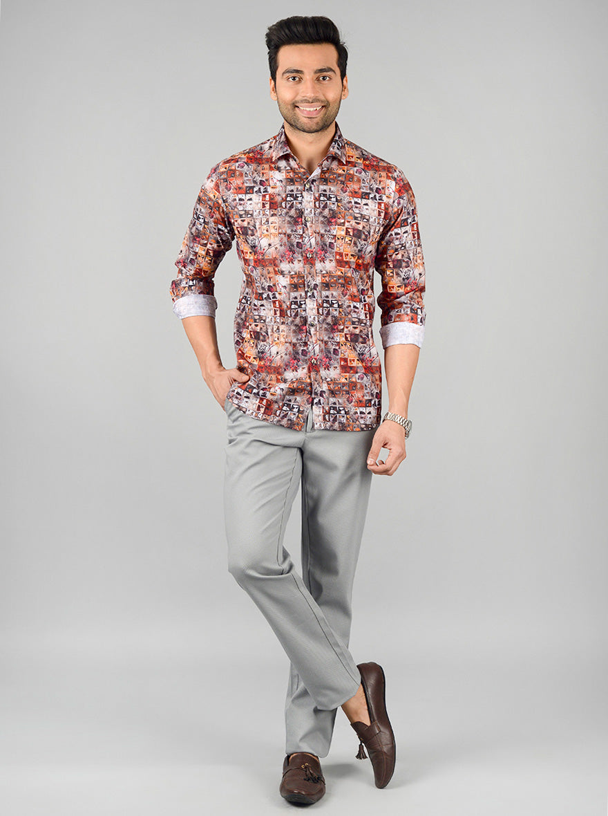 Multicolor Printed Slim Fit Party Wear Shirt | Wyre