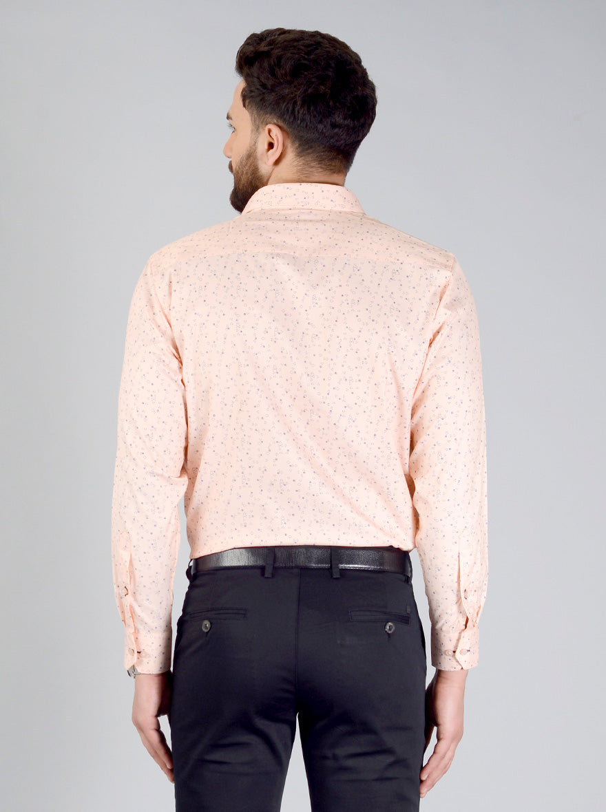 Peach Printed Regular Fit Formal Shirt | Greenfibre