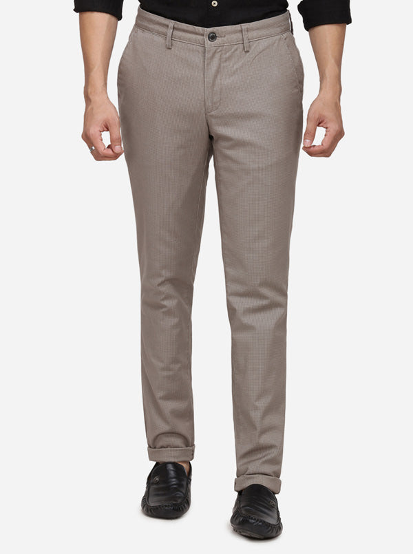 Grey Checked Uno Fit Casual Trouser | JadeBlue Sport