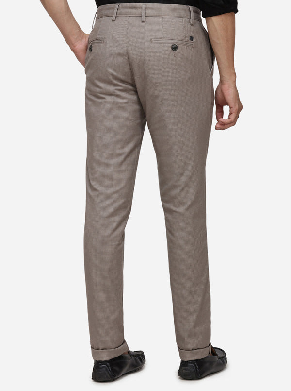 Grey Checked Uno Fit Casual Trouser | JadeBlue Sport