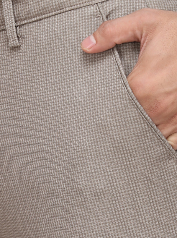 Grey Checked Uno Fit Casual Trouser | JadeBlue Sport