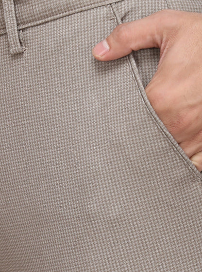 Grey Checked Uno Fit Casual Trouser | JadeBlue Sport