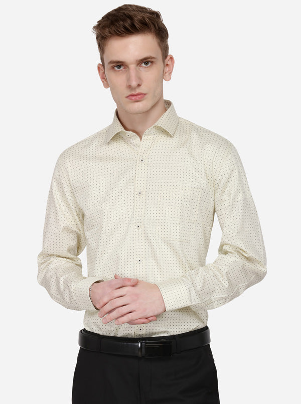 Yellow & Black Printed Regular Fit Formal Shirt | JadeBlue