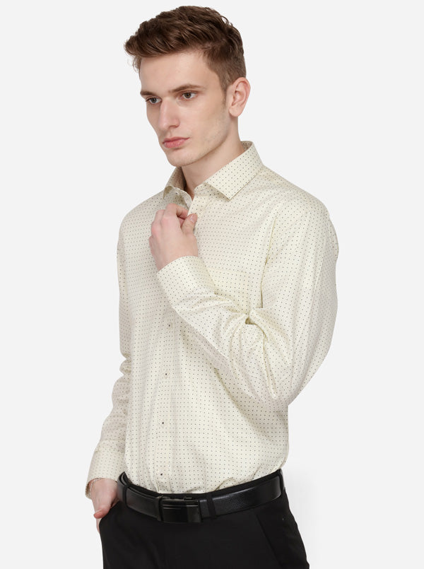 Yellow & Black Printed Regular Fit Formal Shirt | JadeBlue