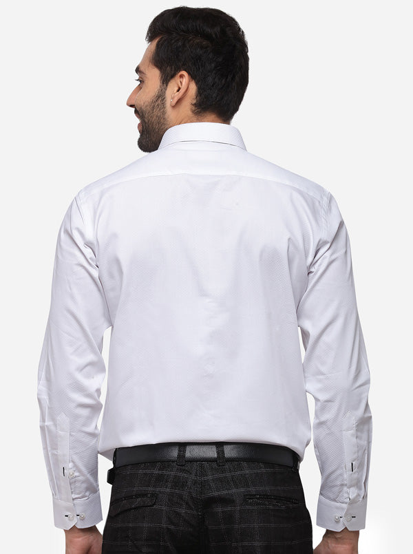 White Printed Slim Fit Formal Shirt | Greenfibre