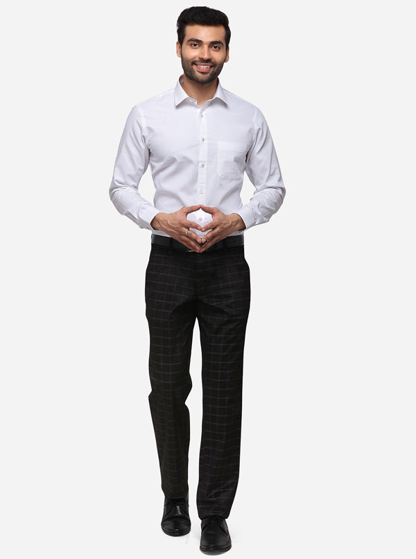 White Printed Slim Fit Formal Shirt | Greenfibre