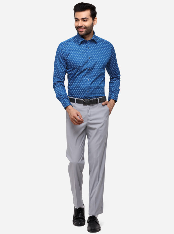 Grey Solid Slim Fit Formal Trouser | Greenfibre