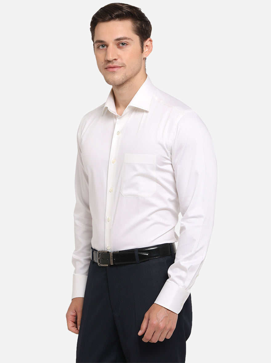 White Solid Slim Fit Formal Shirt | JadeBlue