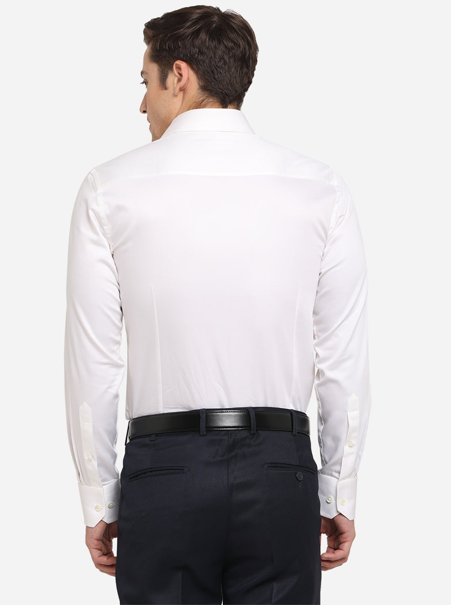 White Solid Slim Fit Formal Shirt | JadeBlue