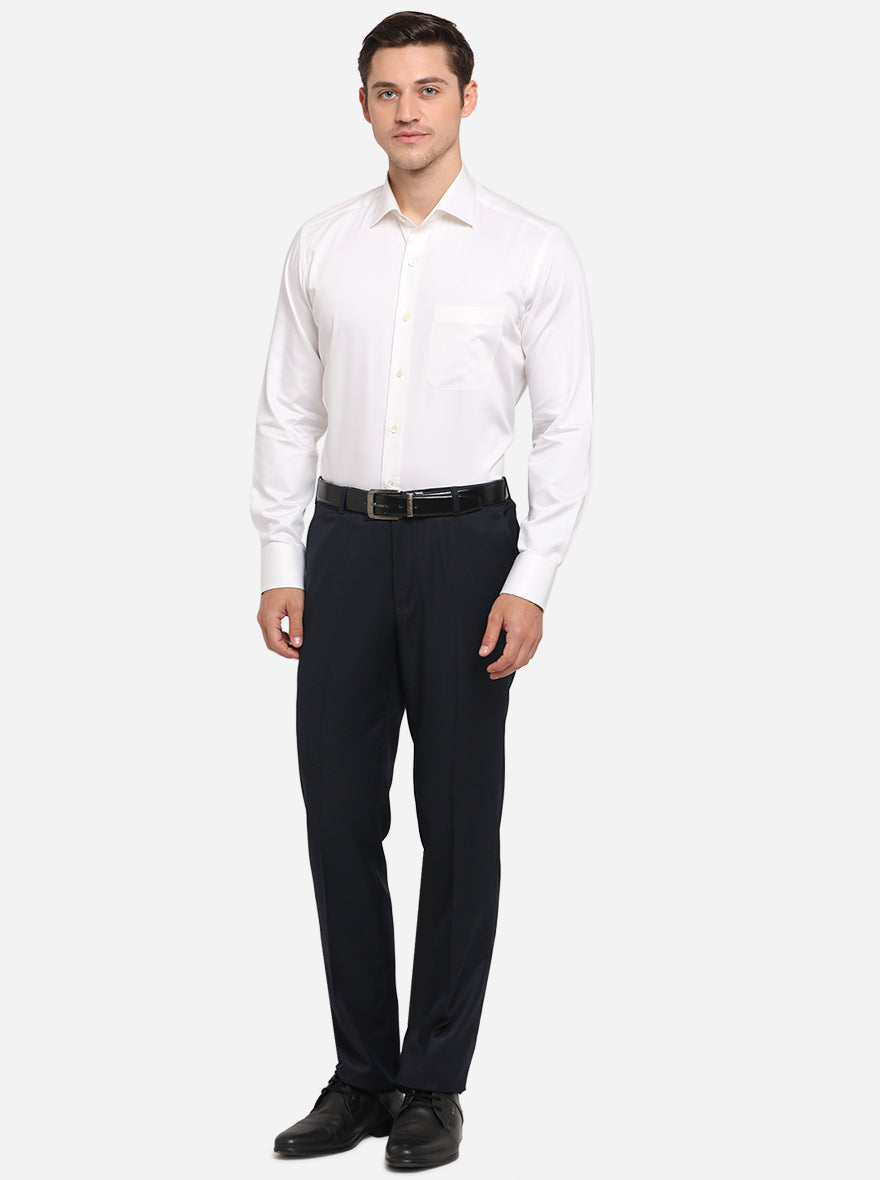 White Solid Slim Fit Formal Shirt | JadeBlue