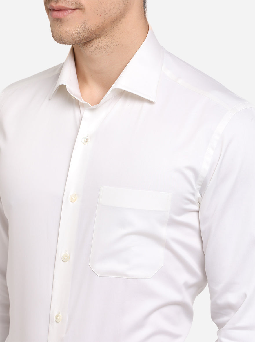 White Solid Slim Fit Formal Shirt | JadeBlue