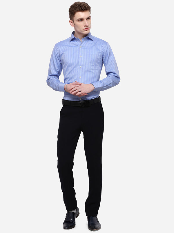 Blue Striped Slim Fit Formal Shirt | JadeBlue