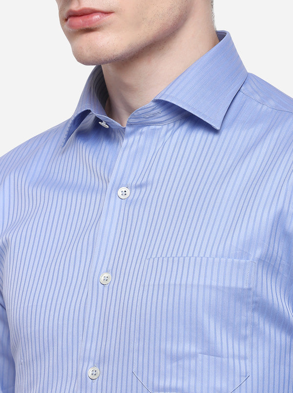 Blue Striped Slim Fit Formal Shirt | JadeBlue