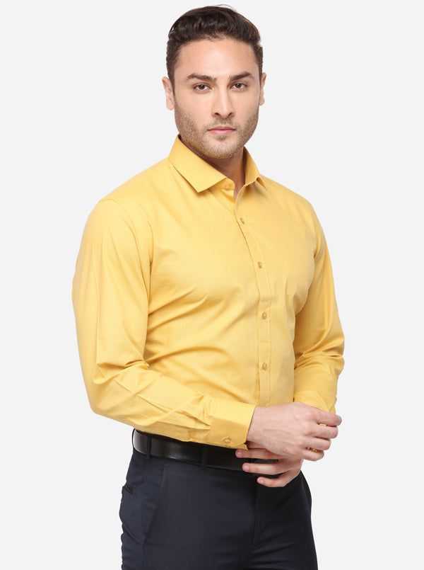 Yellow Solid Regular Fit Formal Shirt | Greenfibre