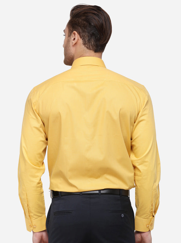 Yellow Solid Regular Fit Formal Shirt | Greenfibre