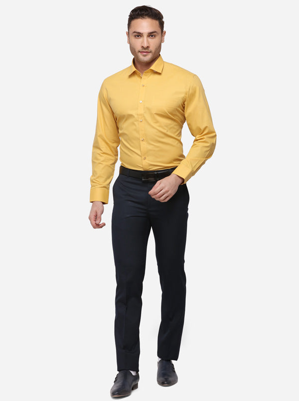 Yellow Solid Regular Fit Formal Shirt | Greenfibre