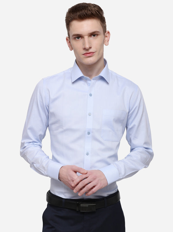 Sky Blue Dobby Regular Fit Formal Shirt | JadeBlue