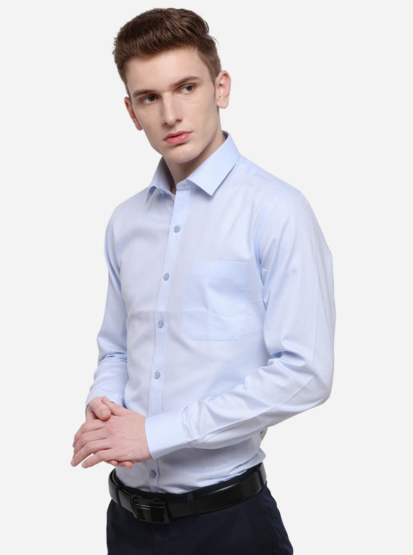 Sky Blue Dobby Regular Fit Formal Shirt | JadeBlue