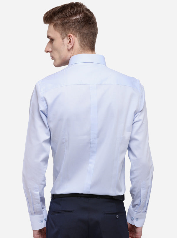 Sky Blue Dobby Regular Fit Formal Shirt | JadeBlue