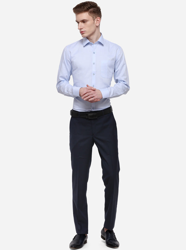 Sky Blue Dobby Regular Fit Formal Shirt | JadeBlue