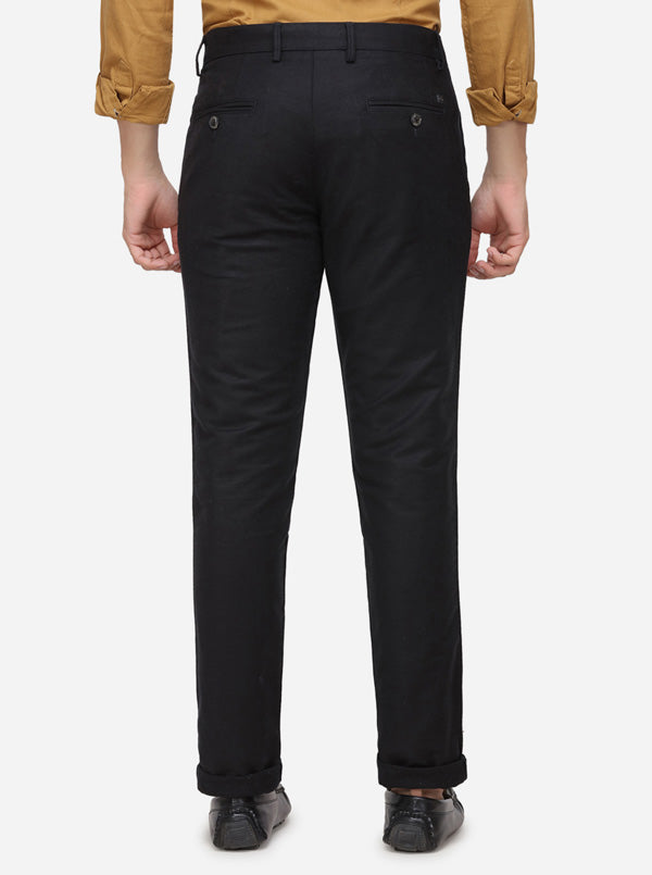 Black Solid Uno Fit Casual Trouser | JadeBlue Sport