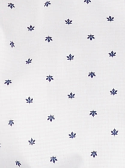White Printed Regular Fit Formal Shirt | JadeBlue