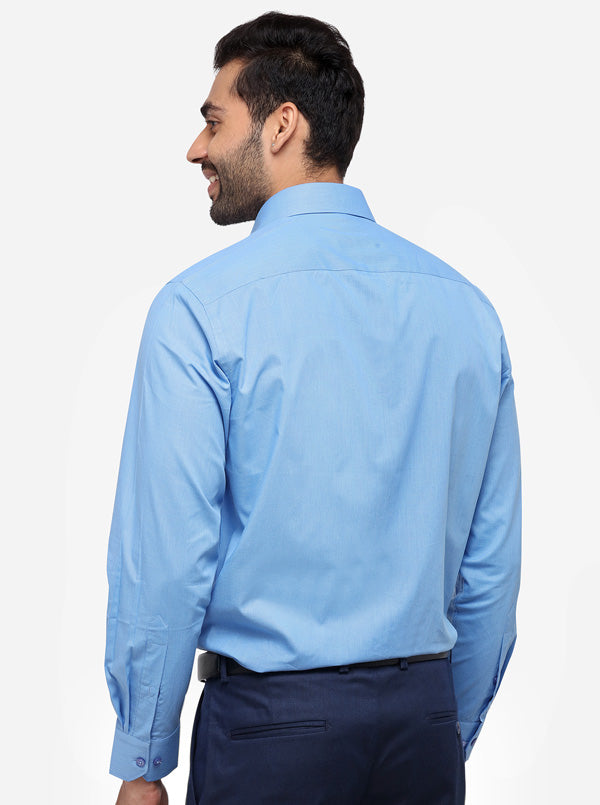 Light Blue Solid Regular Fit Formal Shirt | Greenfibre