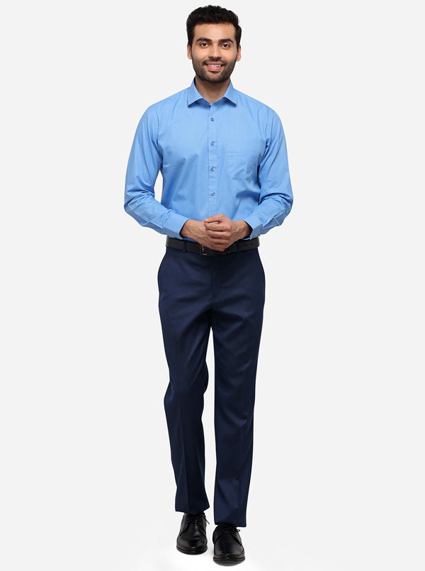 Light Blue Solid Regular Fit Formal Shirt | Greenfibre