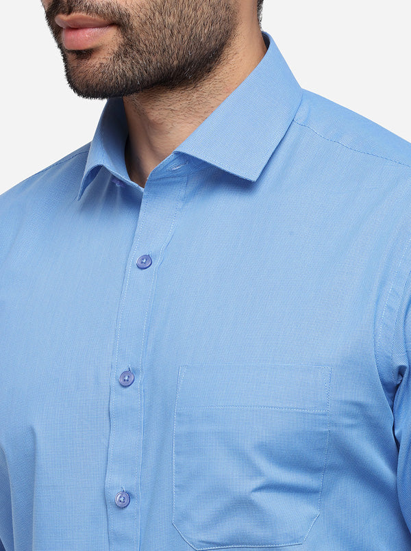 Light Blue Solid Regular Fit Formal Shirt | Greenfibre
