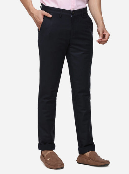Navy Blue Solid Uno Fit Casual Trouser | JadeBlue Sport