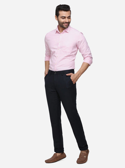 Navy Blue Solid Uno Fit Casual Trouser | JadeBlue Sport