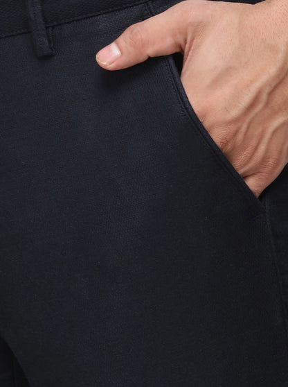Navy Blue Solid Uno Fit Casual Trouser | JadeBlue Sport