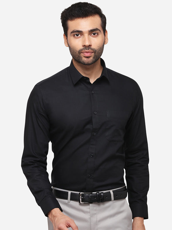 Black Printed Slim Fit Formal Shirt | Greenfibre