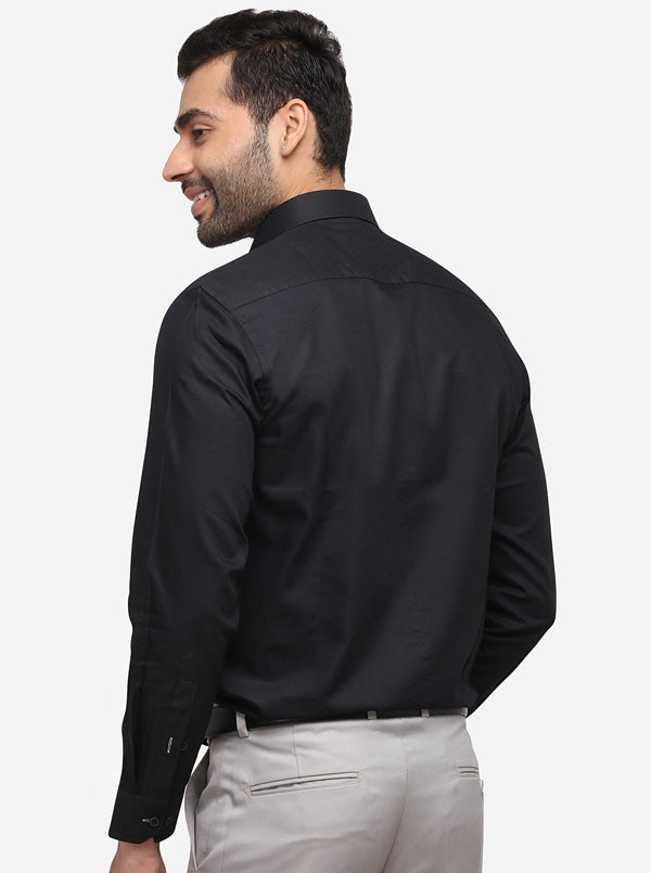 Black Printed Slim Fit Formal Shirt | Greenfibre