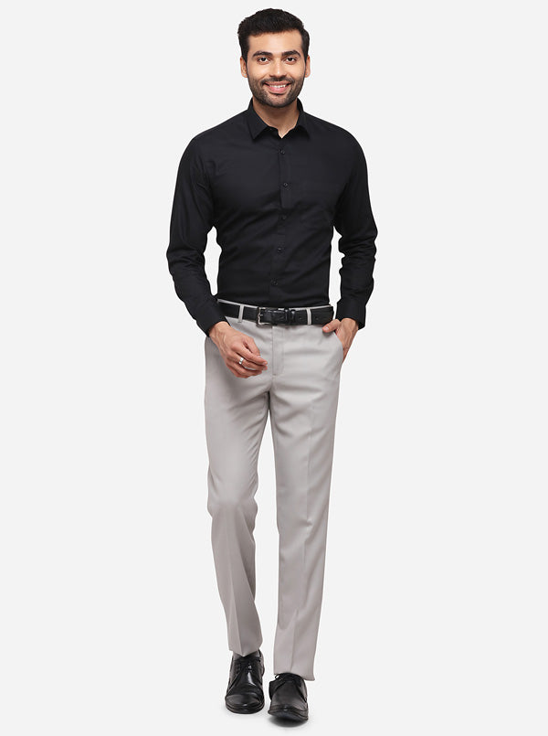 Black Printed Slim Fit Formal Shirt | Greenfibre