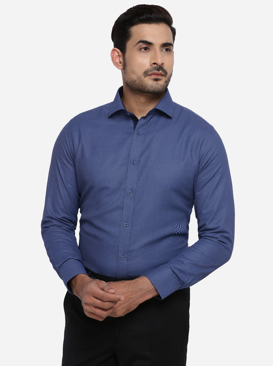 Blue Dobby Slim Fit Party wear Shirt | Greenfibre