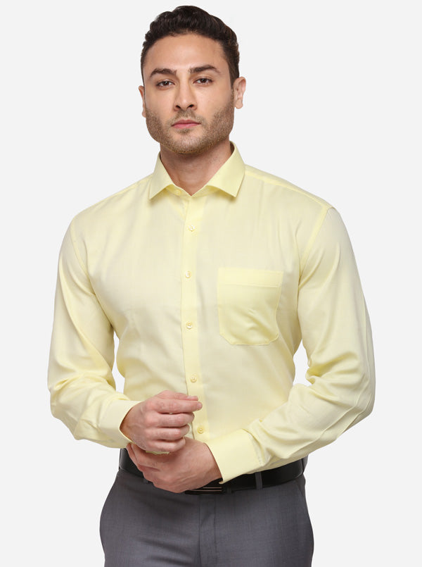 Yellow Solid Regular Fit Formal Shirt | JadeBlue