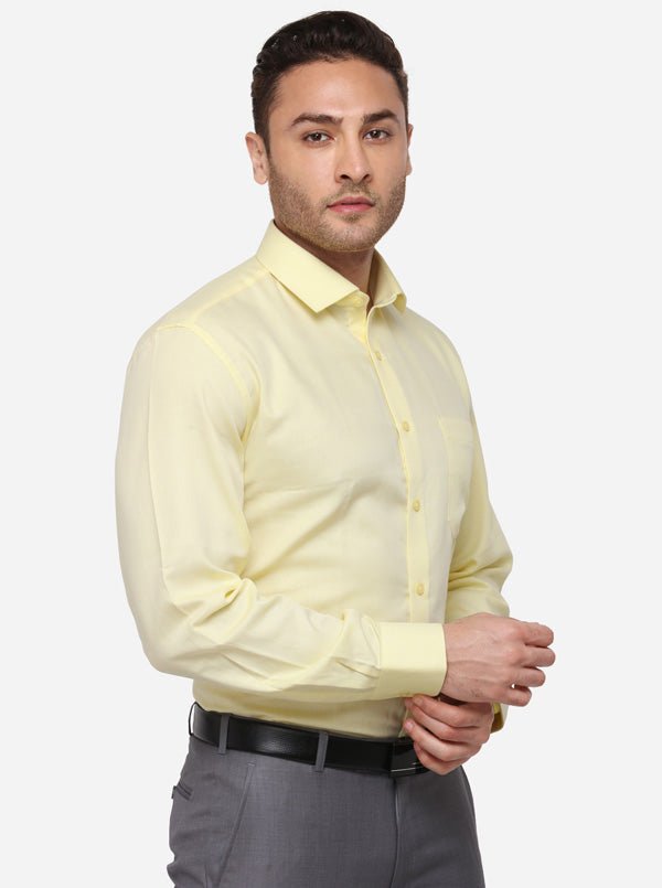 Yellow Solid Regular Fit Formal Shirt | JadeBlue