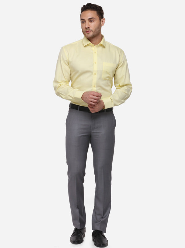 Yellow Solid Regular Fit Formal Shirt | JadeBlue