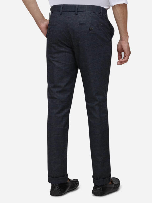 Dark Grey Checked Uno Fit Casaul Trouser | JadeBlue Sport