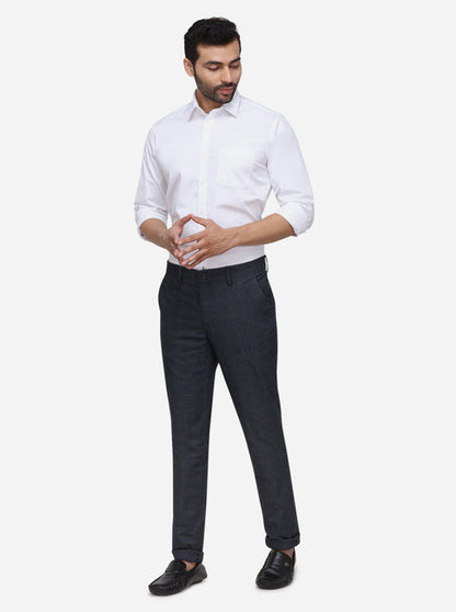 Dark Grey Checked Uno Fit Casaul Trouser | JadeBlue Sport
