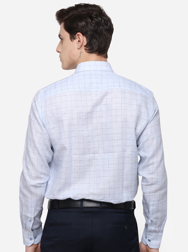 Sky Blue Checked Regular Fit Formal Shirt | JadeBlue