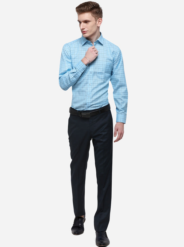 Legion Blue Solid Slim Fit Formal Trouser | Metal
